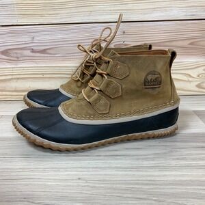 Sorel Duck Boot Womens 10.5 Waterproof Out N About Leather Navy NL2133-286